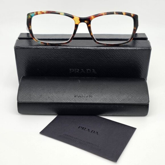 Prada VPR 18O NAG-1O1 Spotted Blue Havana Eyeglasses Frame w/ Case Italy 54mm - Picture 1 of 16